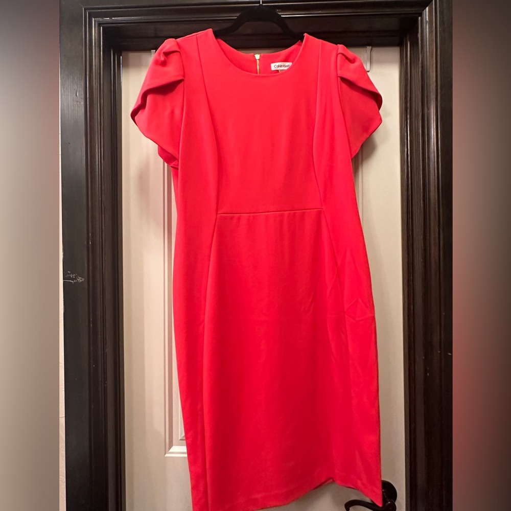 Calvin Klein Vibrant Coral Midi Dress